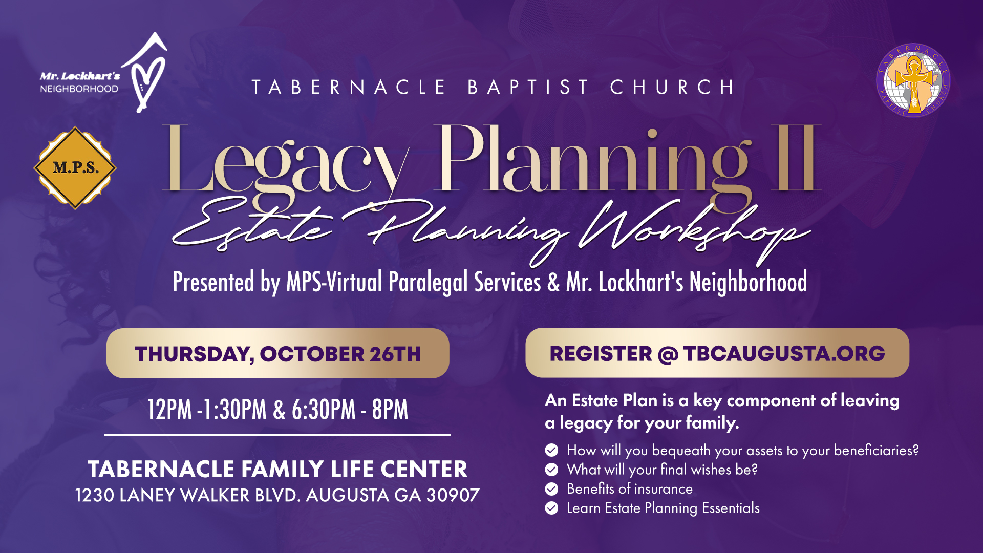 Legacy Planning - Estate Planning Workshop graphic
